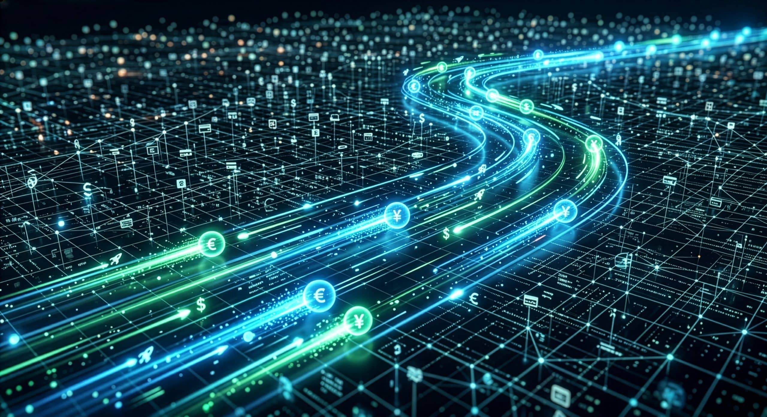 Flowing digital currency network visualization